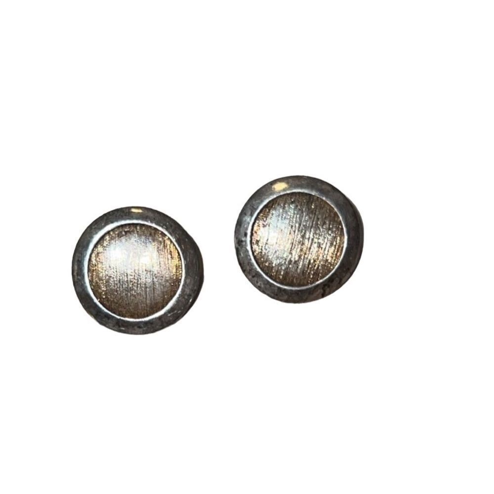 Sterling Silver Round Southwestern Post Back Stud Earrings Signed